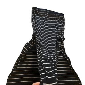 Long mid slit black & white skirt